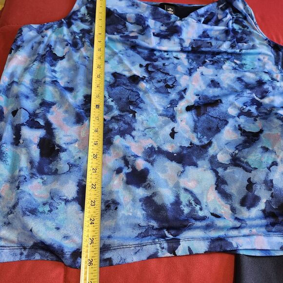 Catherines 2pc Cardigan Tank Set Navy Blue Abstract Plus Size 1X 2X - Picture 10 of 13